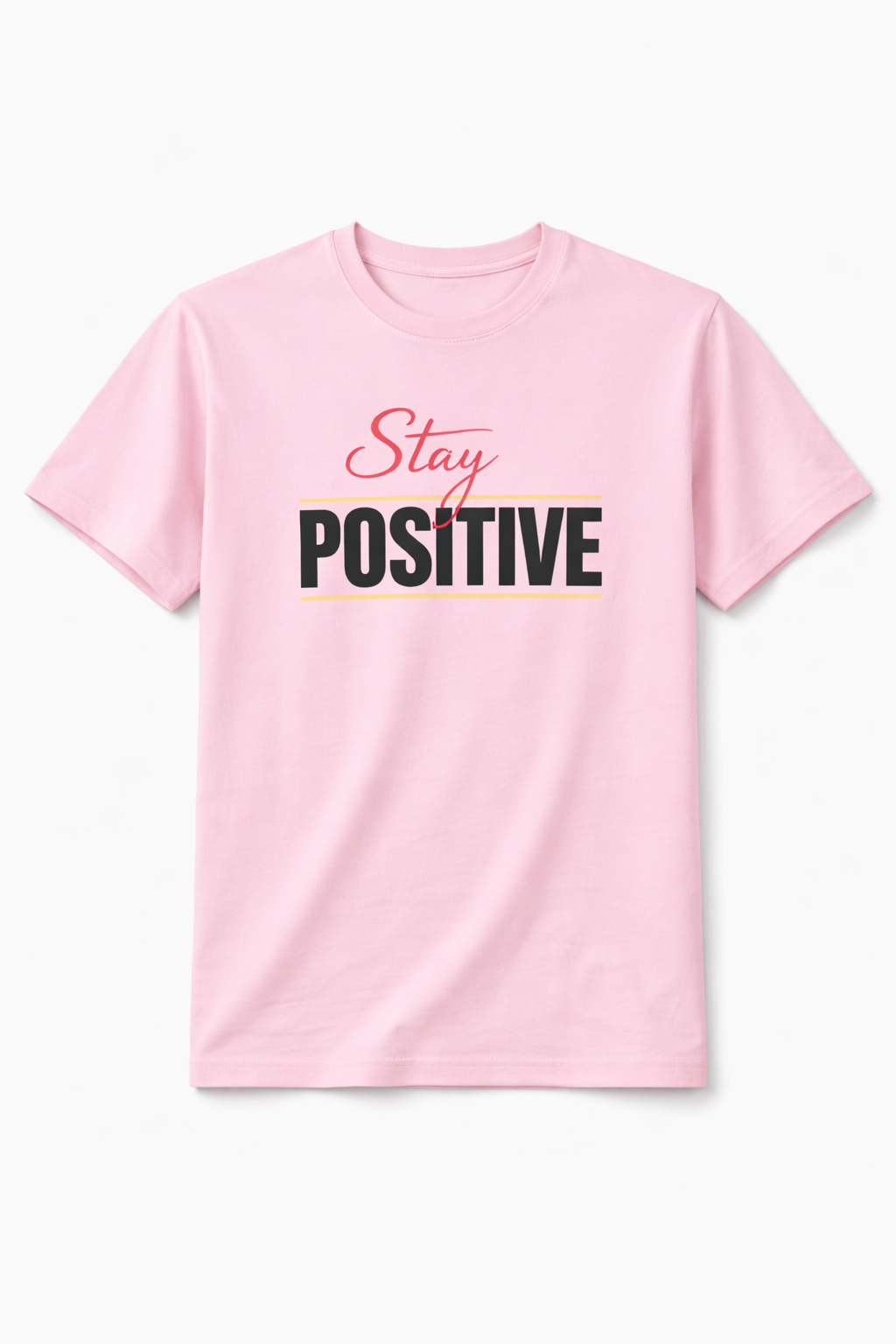 Men’s Pink “Stay Positive” Graphic Printed Cotton T-Shirt