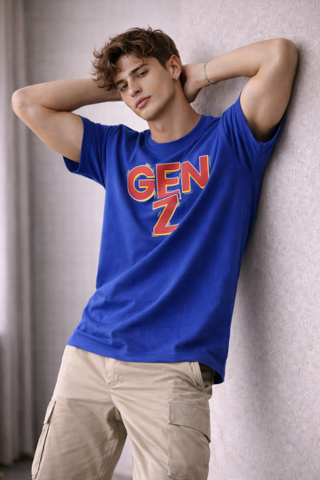 Men’s Blue GEN Z Printed Cotton T-Shirt
